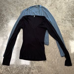 TWO James Perse long sleeve T’s sz 1 (S), black and grey.